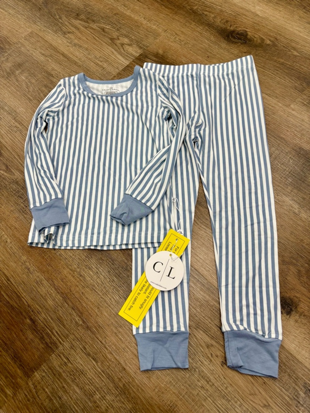 Classic Light Blue & White Striped Kids Pajama Set -